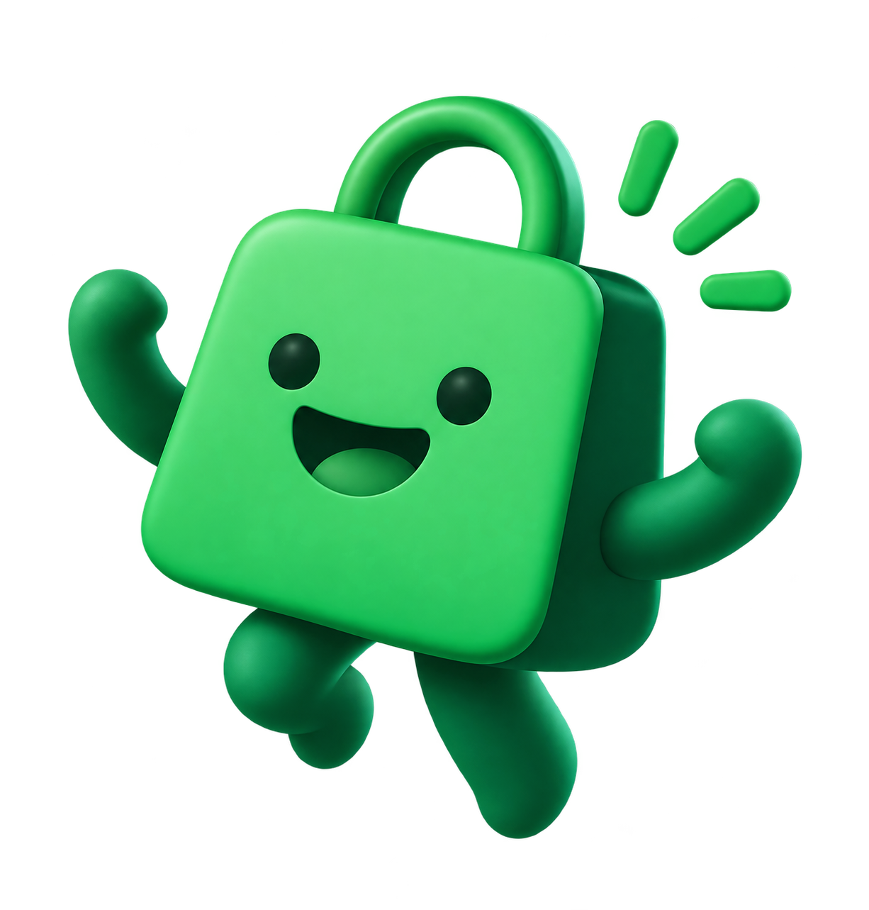TAKEME mascot welcoming marketplace shoppers
